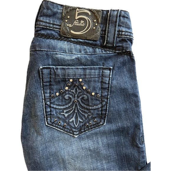 y2k studio 5 mid rise bootcut flared jeans w embellished pockets - Picture 5 of 5